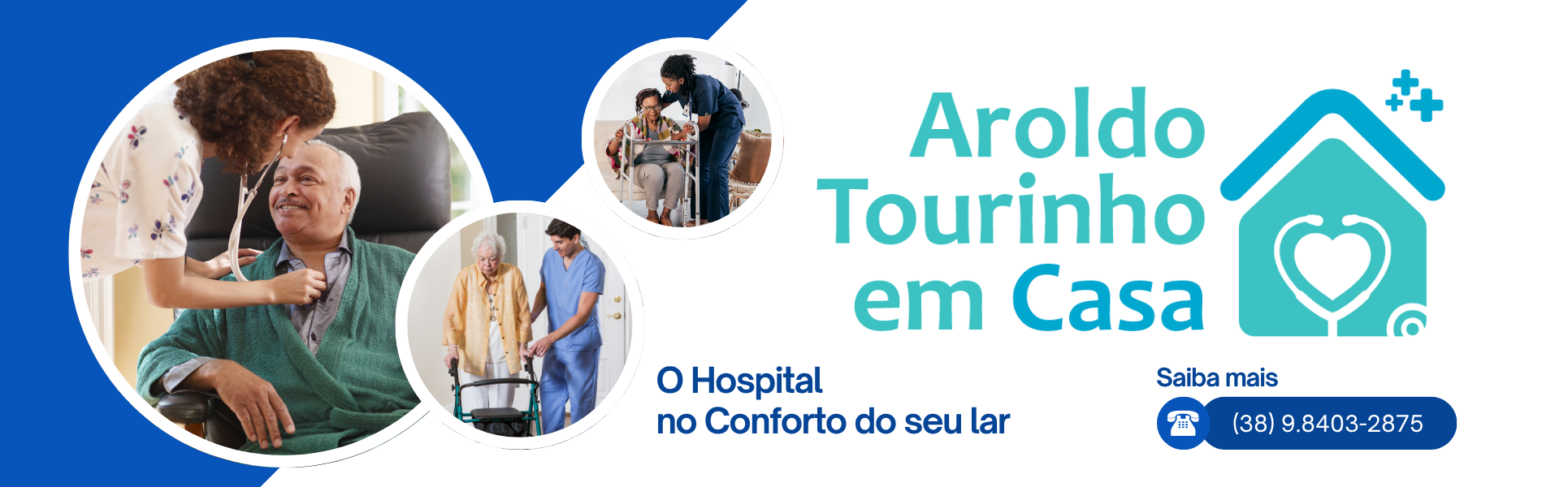 Blue and White Modern Home Care Services Outdoor Banner